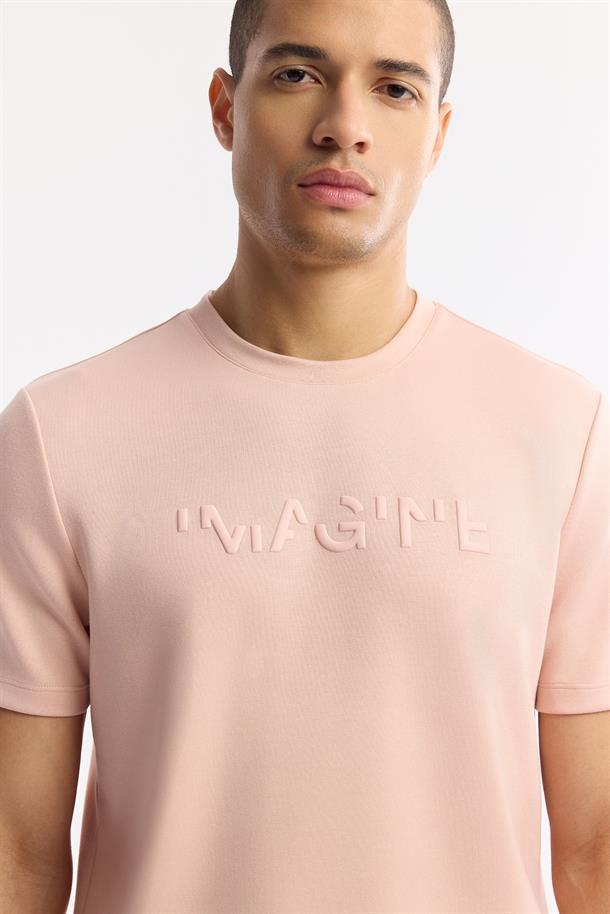 Pembe Polo Yaka Jakarlı T-Shirt