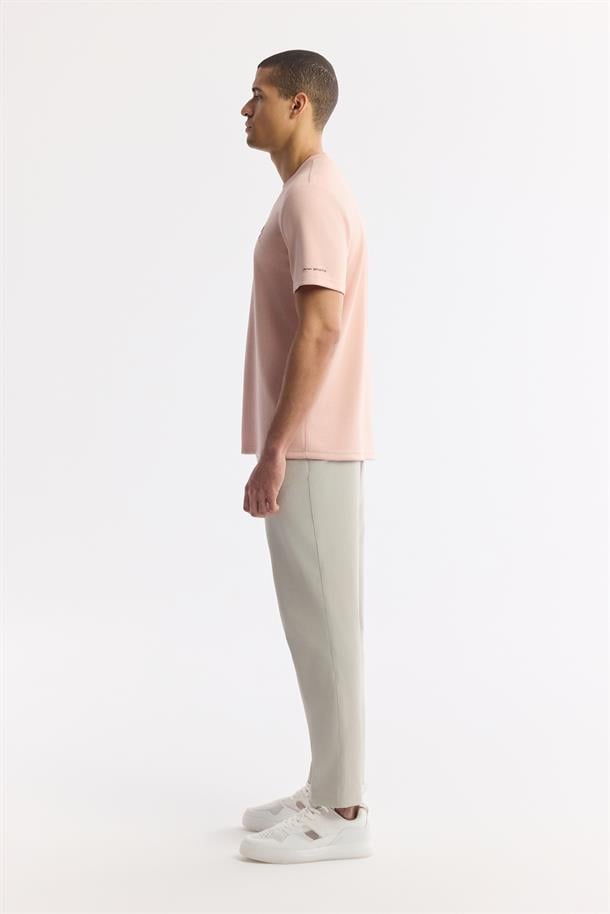 Pembe Polo Yaka Jakarlı T-Shirt