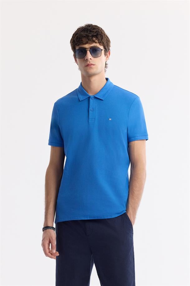 Saks %100 Pamuk Hızlı Kuruyan Kıvrılmayan Polo Yaka T-Shirt