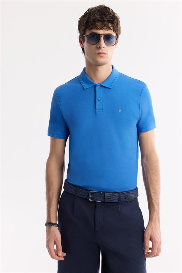 Saks %100 Pamuk Hızlı Kuruyan Kıvrılmayan Polo Yaka T-Shirt