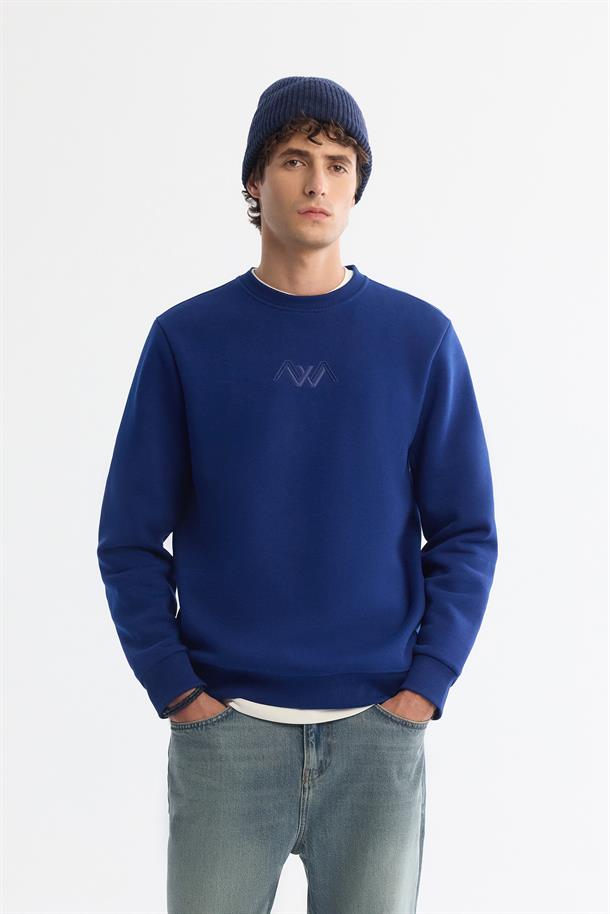 Saks Bisiklet Yaka Örme Kumaş Sweatshırt