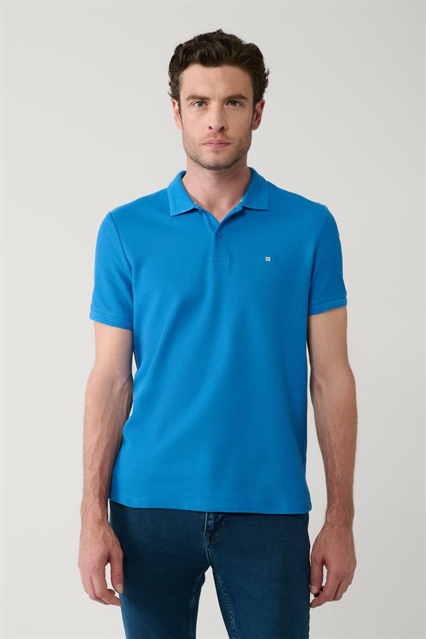 Saks Polo Yaka Kırılmaz Yaka, Serin Tutan, Hızlı Kuruyan Pamuklu T-Shirt