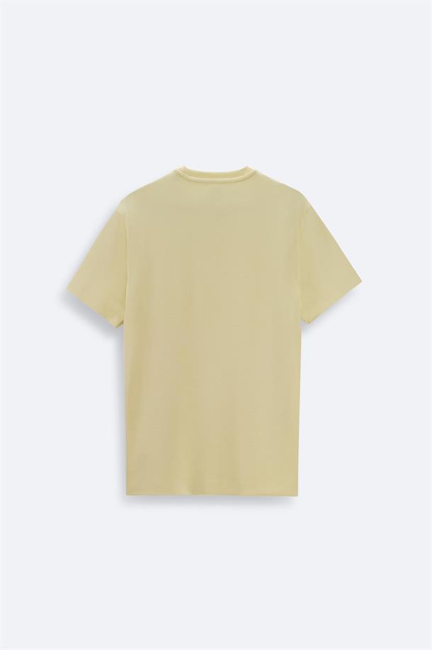 Sarı Soft Touch Bisiklet Yaka Baskılı T-Shirt