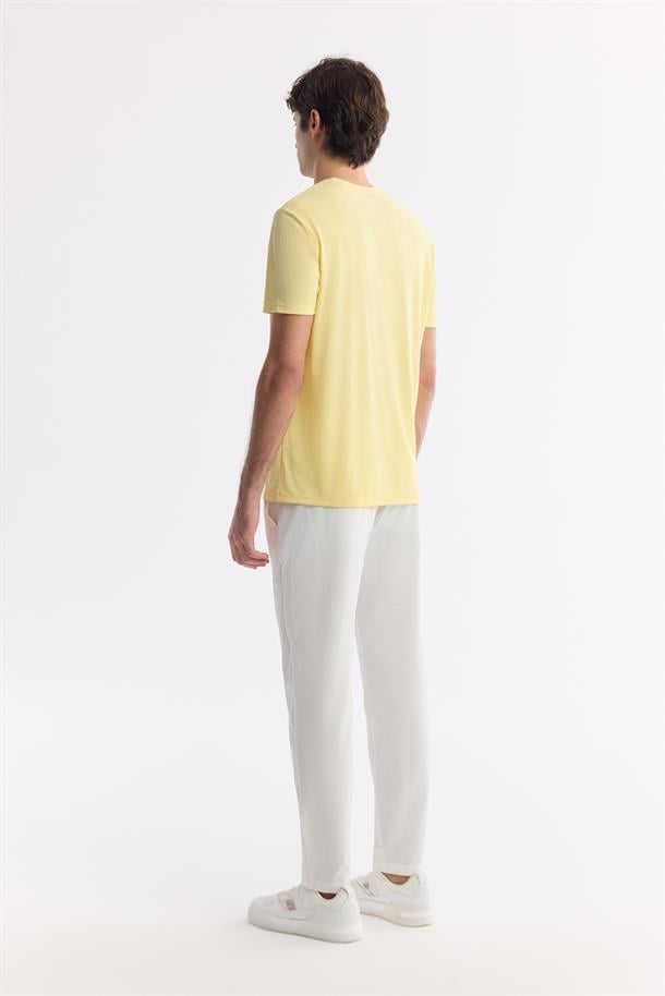Sarı Soft Touch Bisiklet Yaka T-Shirt
