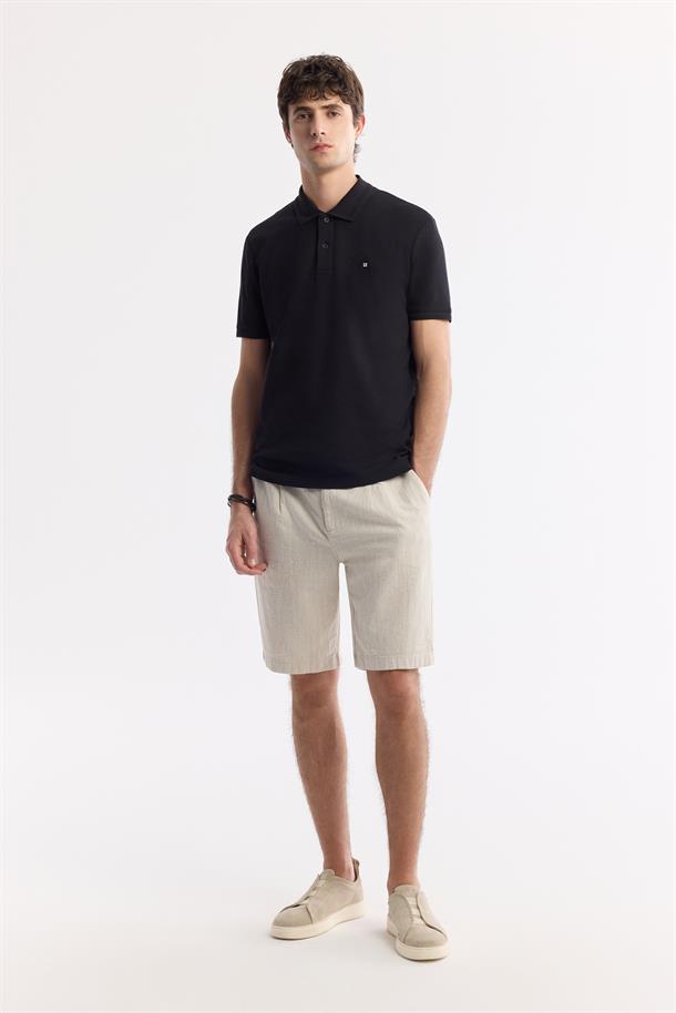 Siyah %100 Pamuk Hızlı Kuruyan Kıvrılmayan Polo Yaka T-Shirt