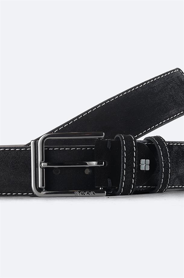 Black Suede Leather Belt