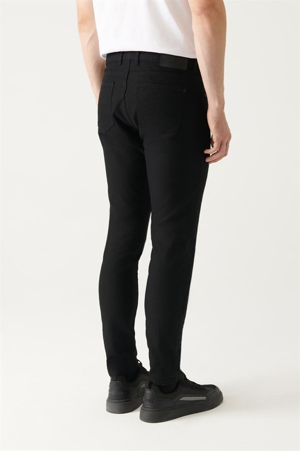 Siyah 5 Cepli Pamuklu Likralı Slim Fit Pantolon