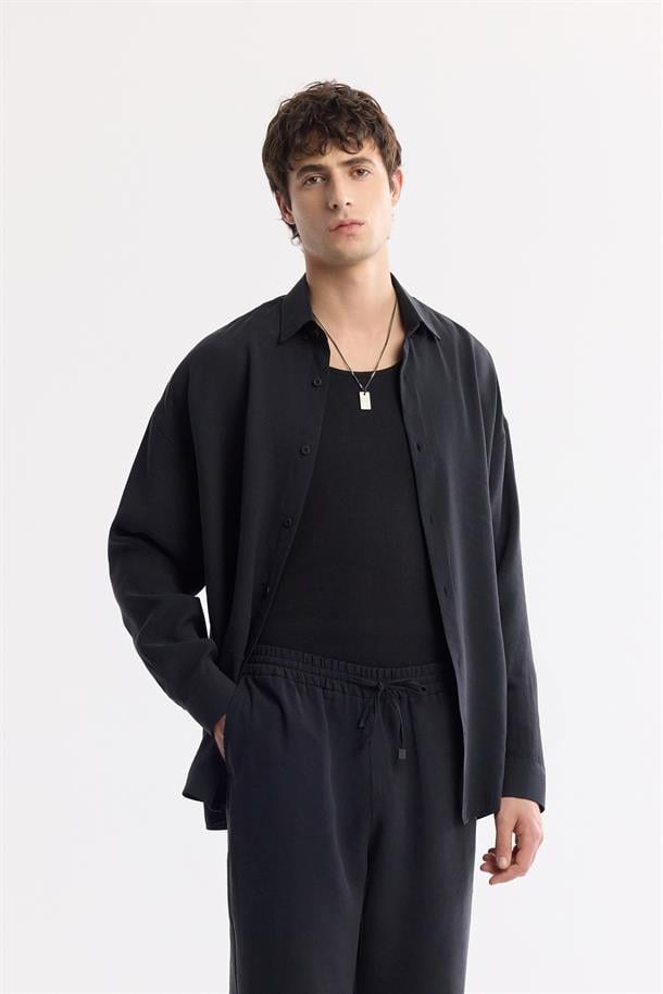Siyah Beli Lastikli Rahat Kesim Soft Touch Pantolon