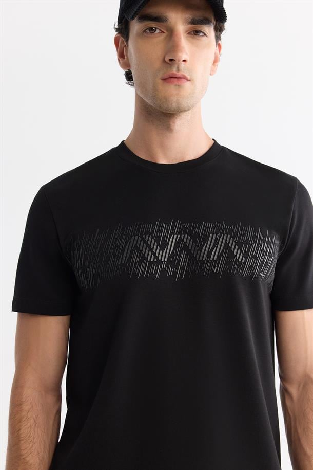 Black Crew Neck Printed T-Shirt