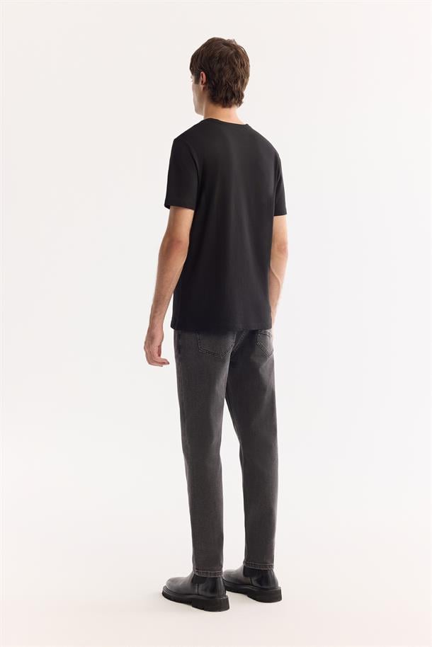 Siyah Bisiklet Yaka Soft Touch Basic T-Shirt