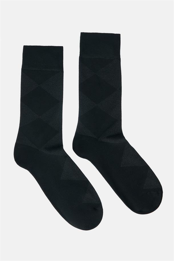 Siyah Desenli Soket Çorap
