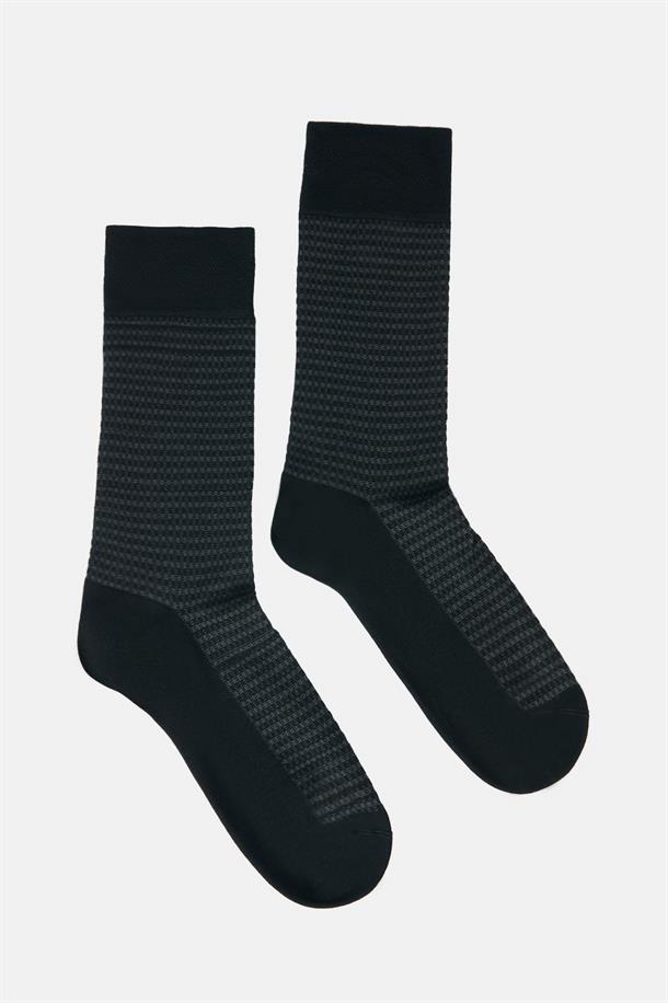 Siyah Desenli Soket Çorap