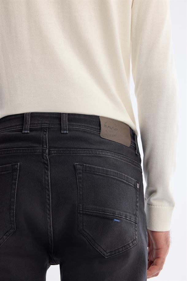 Siyah Eskitme Yıkamalı Overdy Slimfit Jean Pantolon