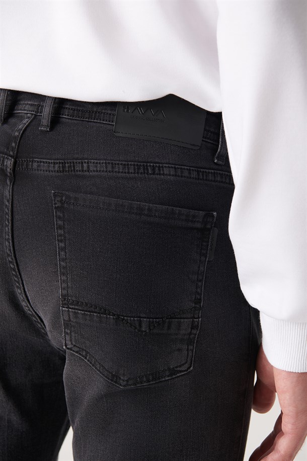 Siyah File Detaylı Eskitme Yıkamalı Likralı Skinny Fit Jean Pantolon