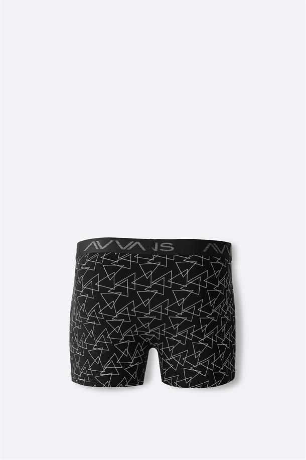 Siyah Geometrik Desenli Tekli Boxer