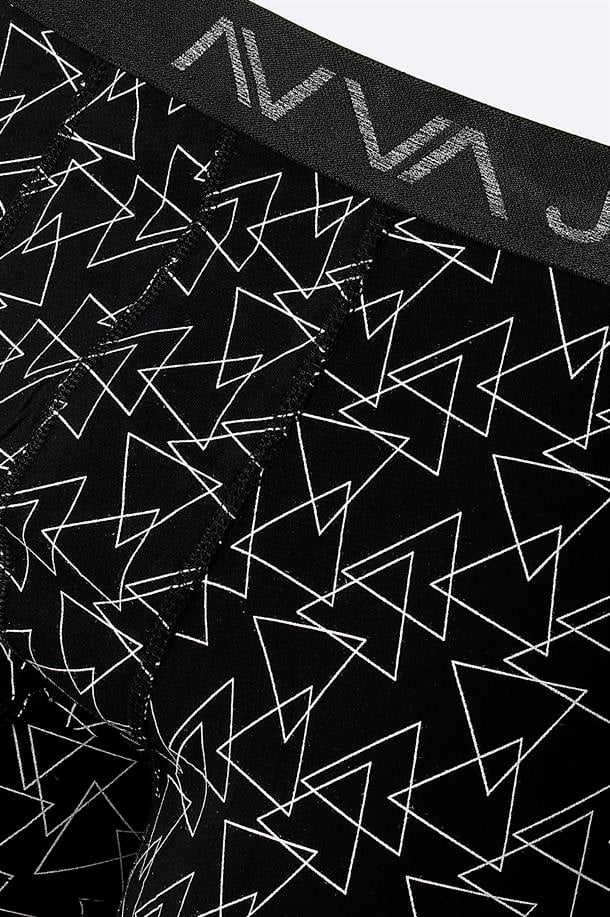 Siyah Geometrik Desenli Tekli Boxer