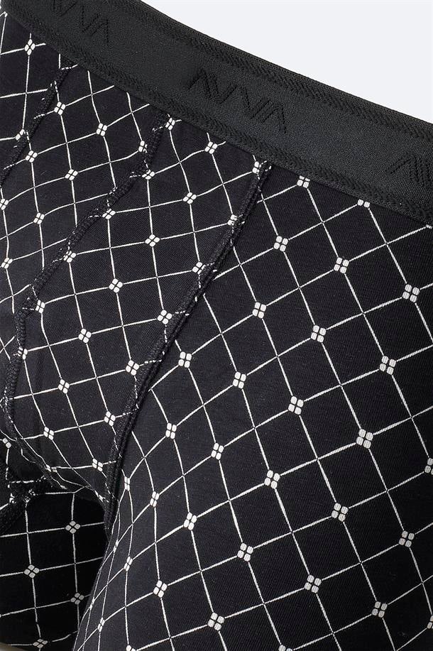 Siyah Geometrik Desenli Tekli Boxer