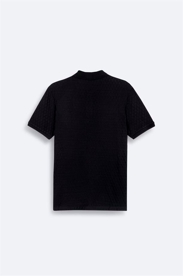 Black Cotton Polo Shirt