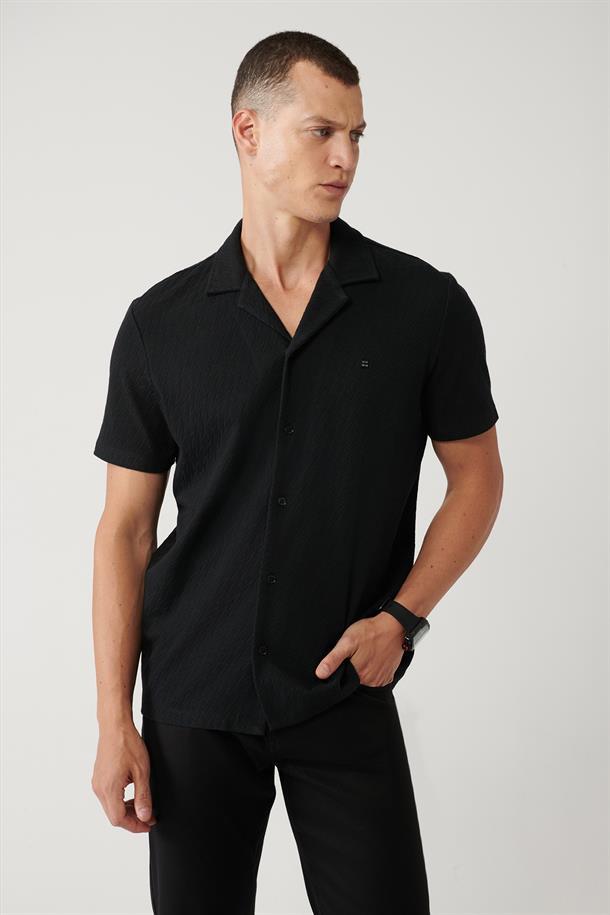 Black Cotton Polo Shirt