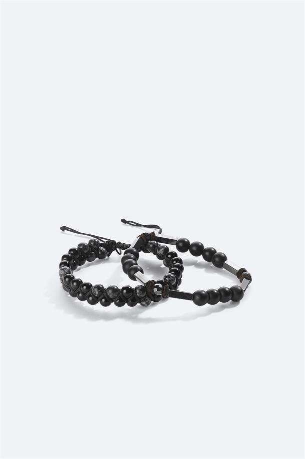 Black Stone Beaded Bracelet