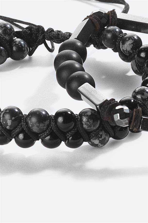 Black Stone Beaded Bracelet