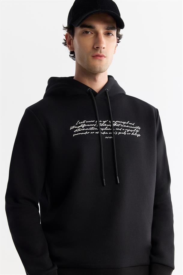 Siyah Kapüşonlu Sweatshirt