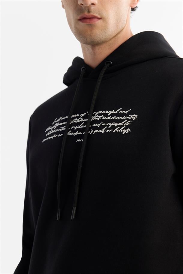 Siyah Kapüşonlu Sweatshirt