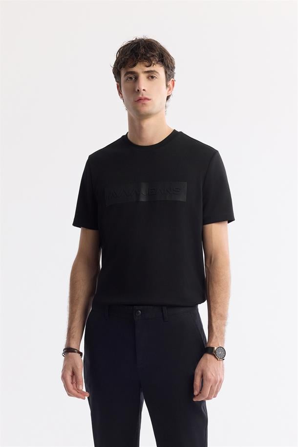Siyah Klasik Bel Armürlü Pamuk Karışımlı Lamus Slim Fit Chino Pantolon