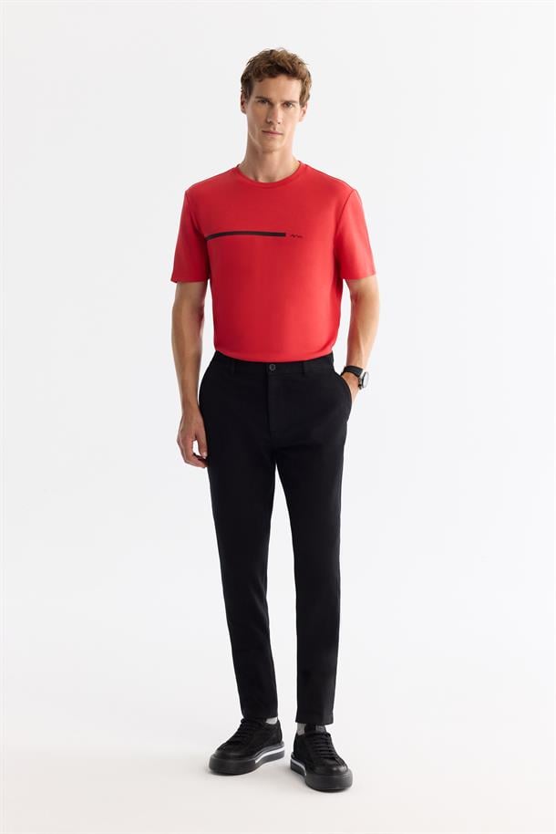 Siyah Klasik Bel Slim Fit Chino Pantolon
