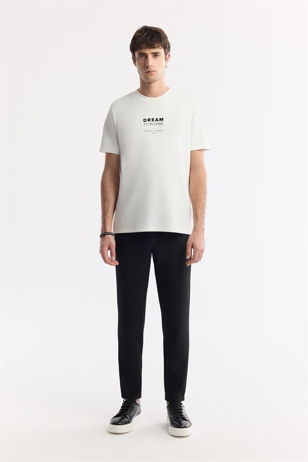 Siyah Yan Beli Lastikli Gofreli Chino Pantolon