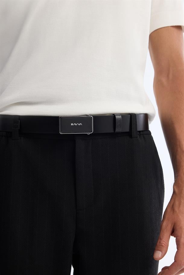 Siyah Yanı Lastikli Gofrelı Çizgili Chino Slim Fit Pantolon