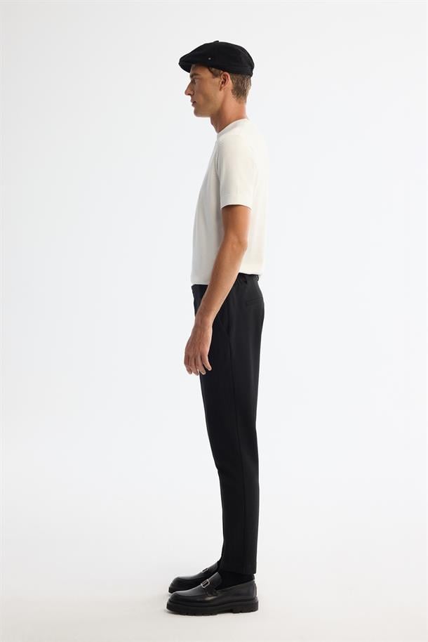 Siyah Yanı Lastikli Gofrelı Çizgili Chino Slim Fit Pantolon