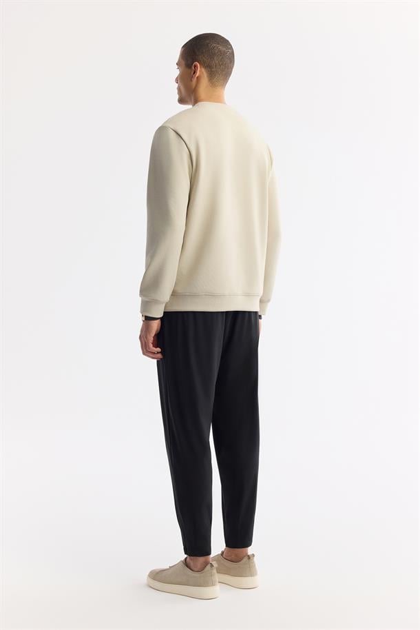 Taş Bisiklet Yaka Baskılı İnterlok Sweatshirt