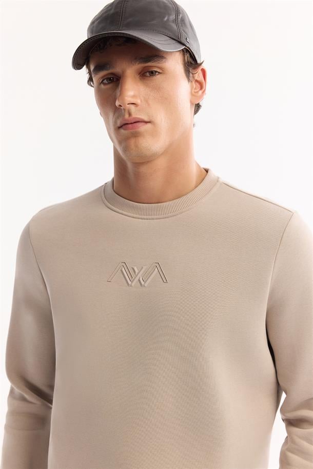 Taş Bisiklet Yaka İçi 3 İplik Şardonlu Sweatshirt