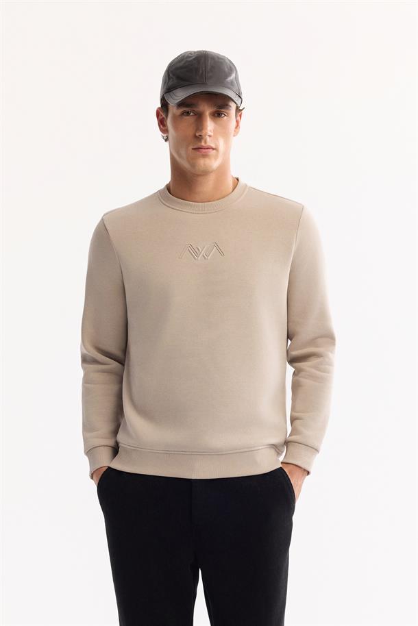 Taş Bisiklet Yaka İçi 3 İplik Şardonlu Sweatshirt