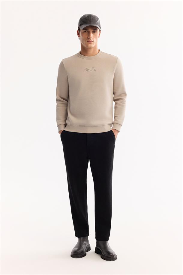 Taş Bisiklet Yaka İçi 3 İplik Şardonlu Sweatshirt