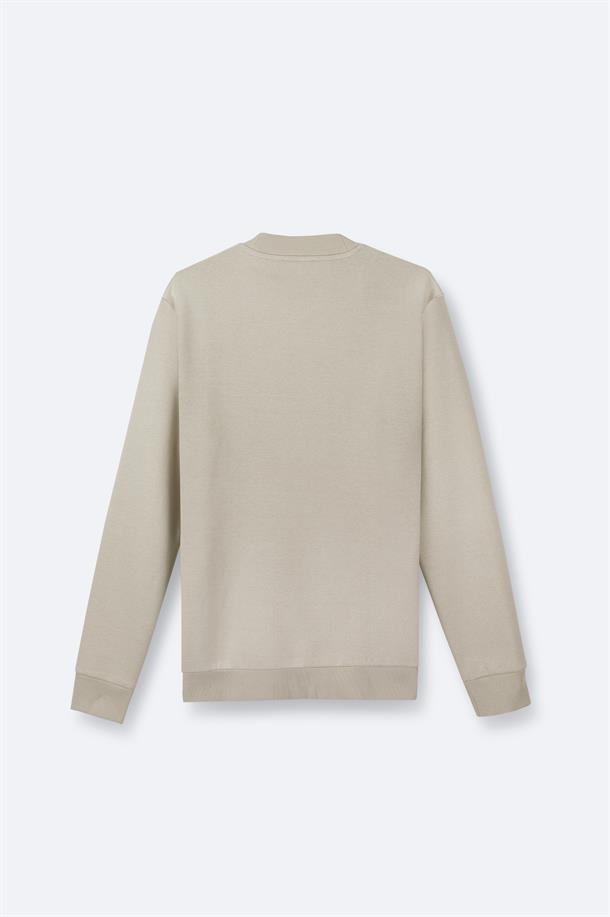 Taş Bisiklet Yaka Pamuklu Baskılı Sweatshirt
