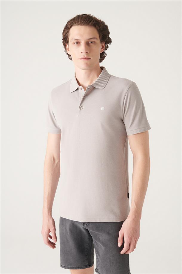 Taş Polo Yaka Düz T-Shirt