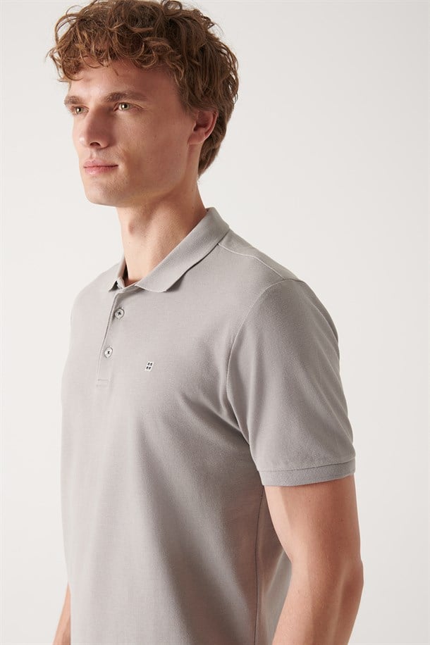 Taş Polo Yaka Slim Fit %100 Pamuk Basic T-Shirt
