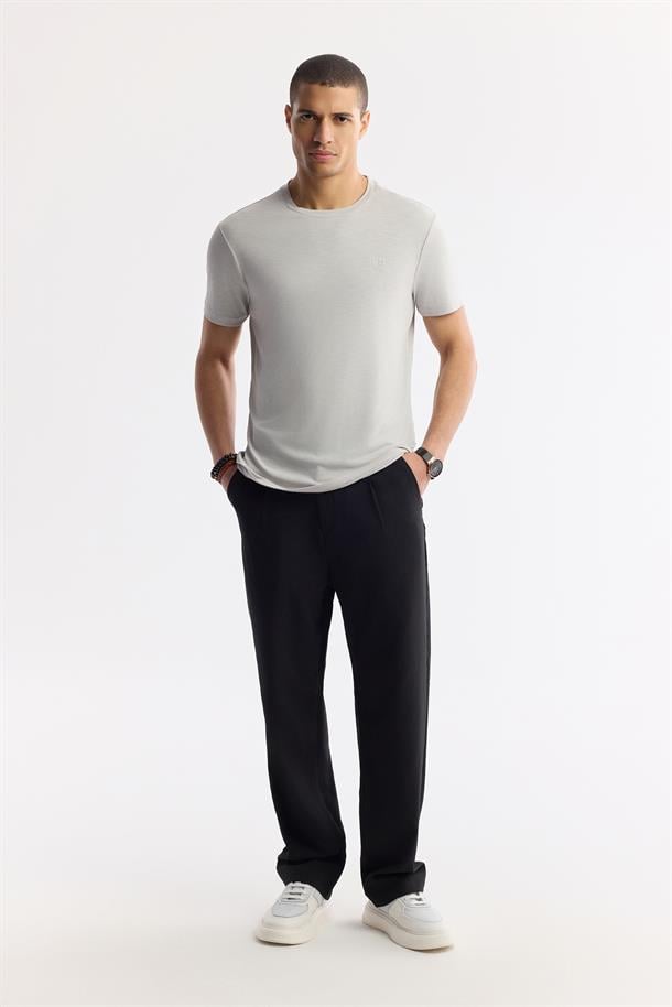 Taş Soft Touch Bisiklet Yaka Flamlı Basic T-shirt
