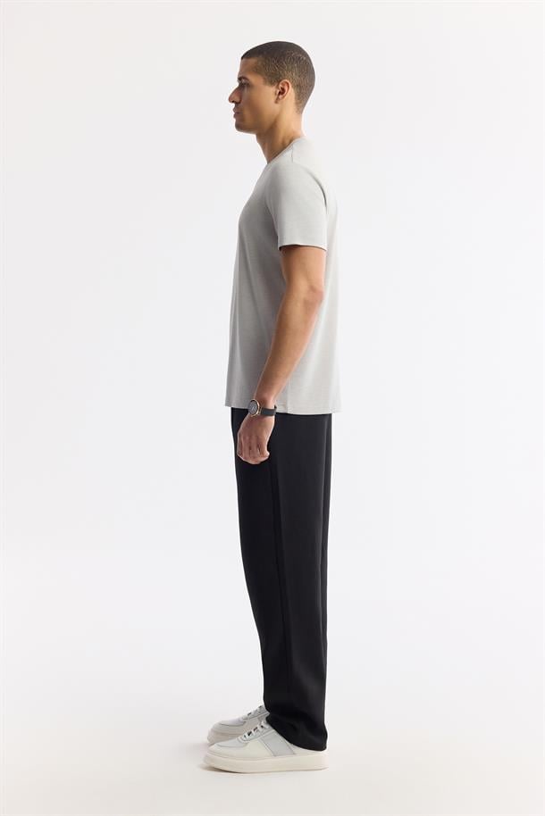 Taş Soft Touch Bisiklet Yaka Flamlı Basic T-shirt