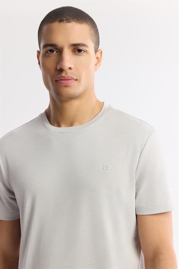 Taş Soft Touch Bisiklet Yaka Flamlı Basic T-shirt