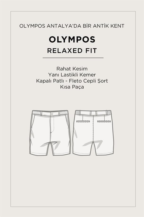 Taş Yanı Lastikli Teknik Kumaş Olympos Relaxed Fit Şort