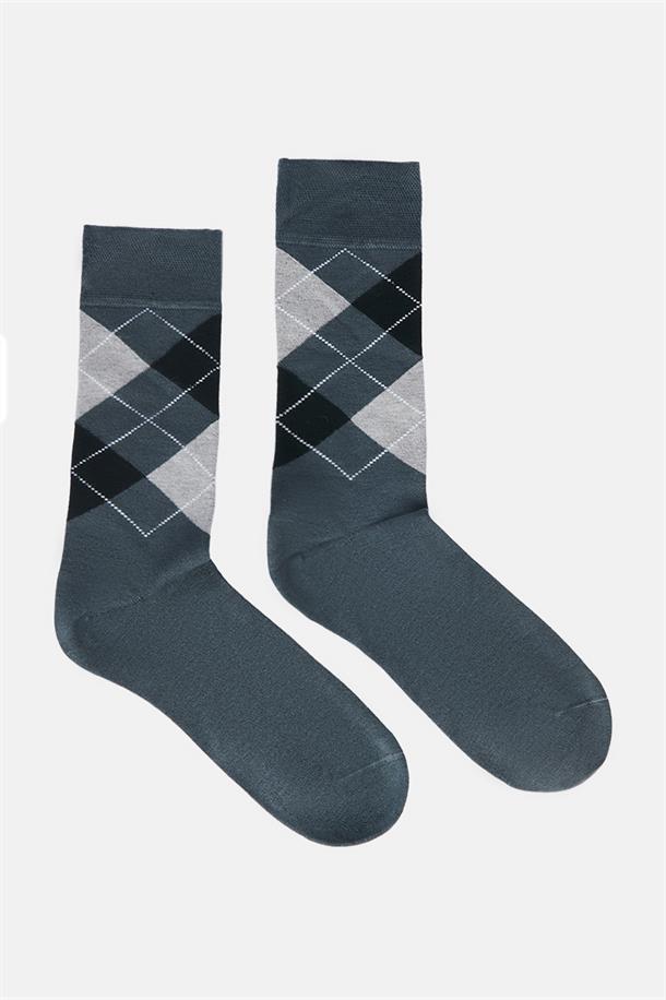 Antrasit Baklava Desenli Soket Çorap