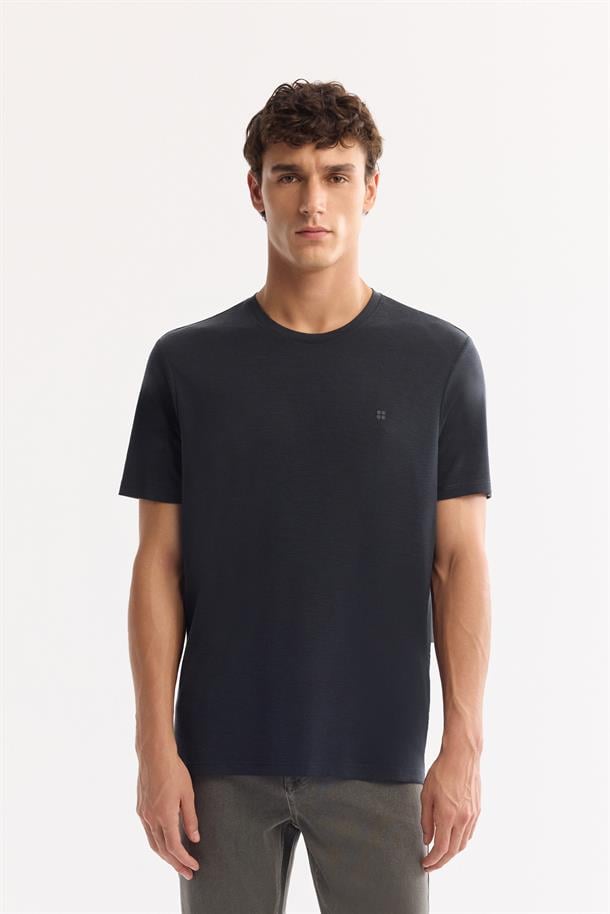 Antrasit Bisiklet Yaka Bi Stretch Soft Touch Basic T-Shirt