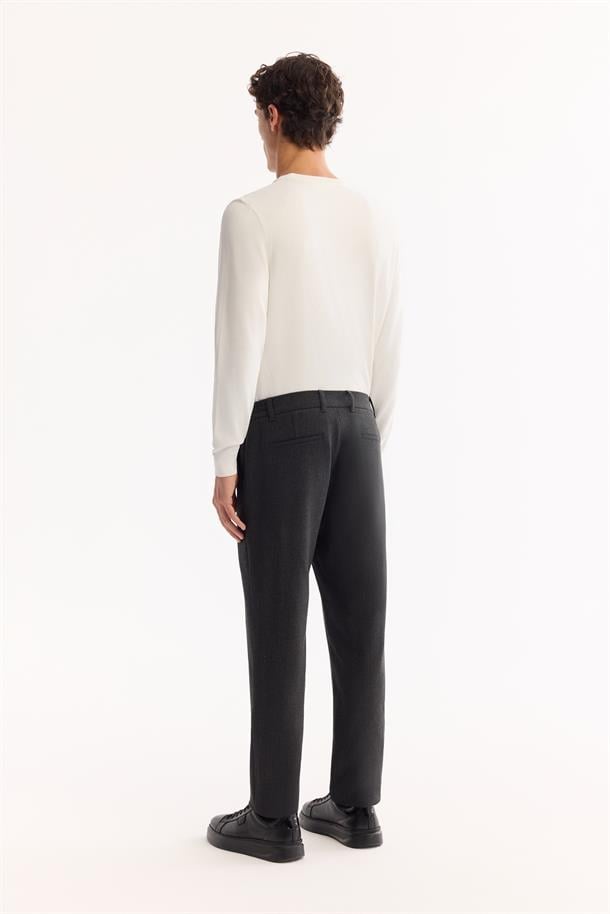 Antrasit Dokulu Yanı Lastikli Slim Fit Pantolon