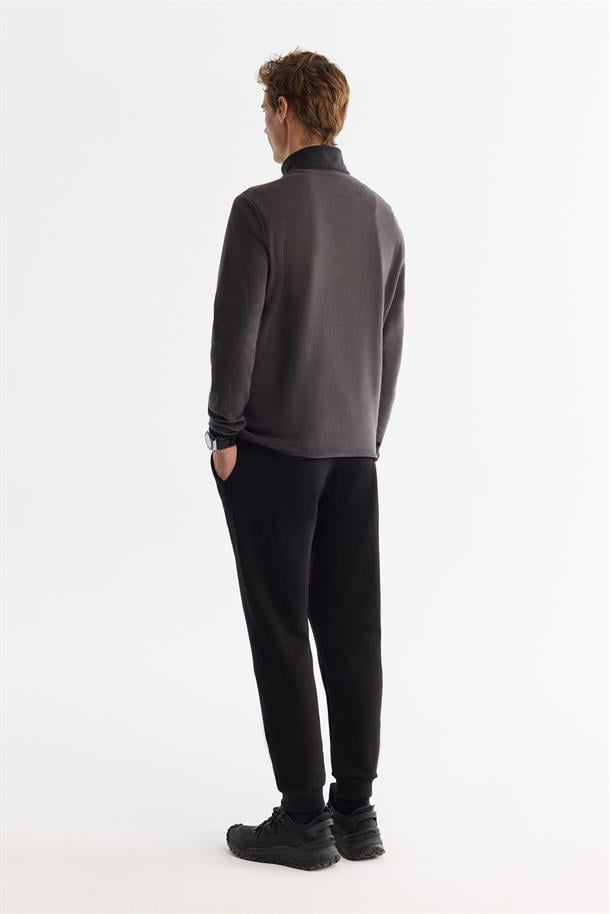 Antrasit Paraşüt Garnili Yarım Fermuar Polar Sweatshirt