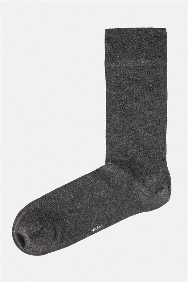 Antrasit-Siyah Düz/Desenli 2'li Bambu Soket Çorap