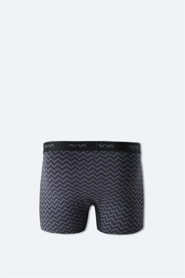 Antrasit Zigzag Desenli Tekli Boxer