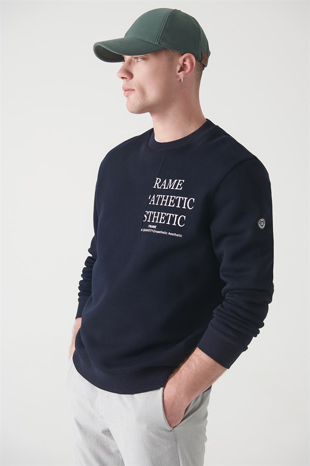 Baskılı Süs Dikiş Detaylı Sweatshirt